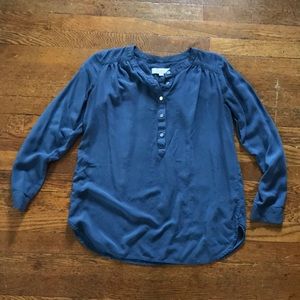 LOFT Small Blue Long Sleeve Button Blouse
